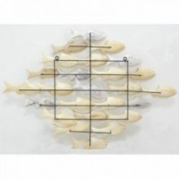 School of fish wall decoration in wood and metal