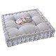 Coussin de Chaise et Sol Gris Motif Poule Coton Lin Assise Moelleuse Style Campagne Chic