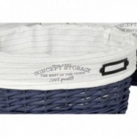 Blue wicker laundry basket set + 3 baskets