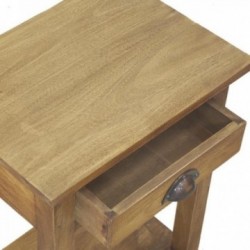 Bedside table in natural finish mahogany wood with one drawer