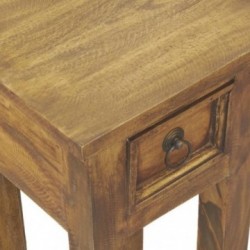 Mesa de cabeceira em madeira de mogno acabamento natural com uma gaveta