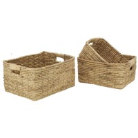 Set of 3 hyacinth rectangular shaped storage baskets