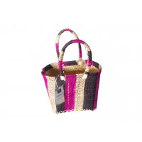 Petit panier cabas pour enfant en jonc rose