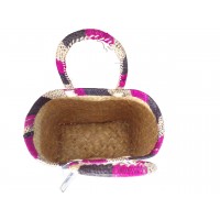 Petit panier cabas pour enfant en jonc rose