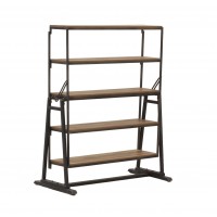 Drewniana półka i kabriolet metalowy stół