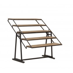 Drewniana półka i kabriolet metalowy stół