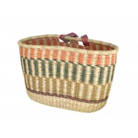 Kolorowy naturalny kosz rowerowy z skórzanym paskiem