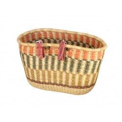 Colorful Natural Cane Bike Basket With Leather Strap