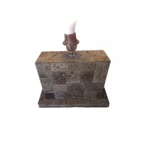 Rectangular table lamp base in lava stone
