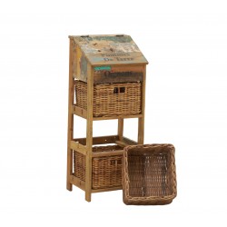 Recycled wood pantry for fruits and vegetables, practical pulletular furniture with breathable drawers