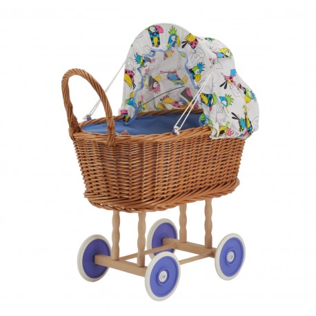 Berço de boneca de vime padrão - Landau boneca brinquedo criança antiga vintage