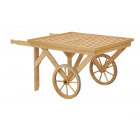 Wooden trolley on wheels fruit and vegetable store display