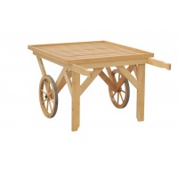 Wooden trolley on wheels fruit and vegetable store display