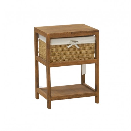 Wooden bedside table 1 drawer basket