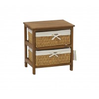 Wooden chest of drawers with 2 rush drawers