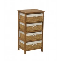 Wooden chest of drawers 4 drawers with natural jumper baskets, stylish storage and homemade