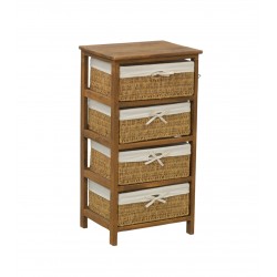 Wooden chest of drawers 4 drawers with natural jumper baskets, stylish storage and homemade