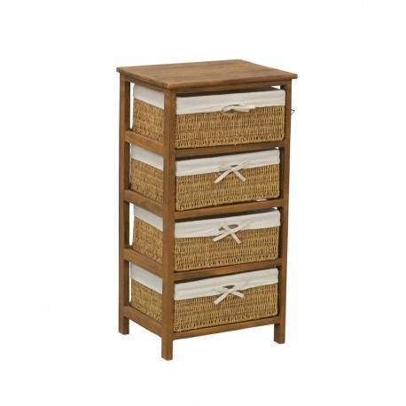 Wooden chest of drawers 4 drawers with natural jumper baskets, stylish storage and homemade
