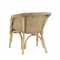 Fauteuil pour enfant en poelet gris, pieds en rotin