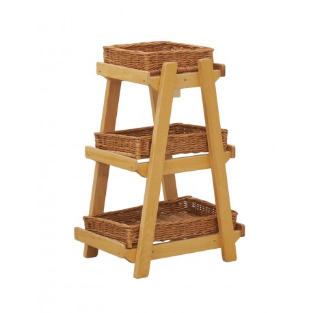 Voedselweergave 3 rieten manden, elegante plank voor fruit, brood en verse producten