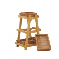 Pantalla de alimentos 3 cestas de mimbre, estante elegante para frutas, panes y productos frescos