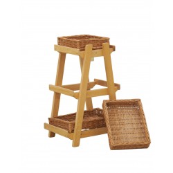 Lebensmittelanzeige 3 Wicker-Körbe, elegantes Regal für Früchte, Brot und frische Produkte