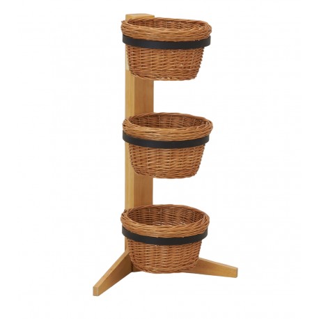 Grocery Display Shelf 3 Round Wicker Cases