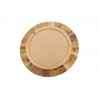 Round recycled wood wall mirror Ø 77 cm