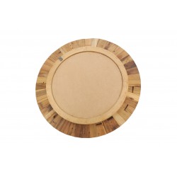 Round recycled wood wall mirror Ø 77 cm