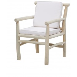 Outdoor garden table set in raw wood 2 armchairs + 1 bench + 1 table