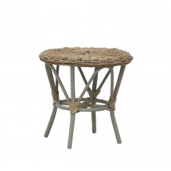 Gray rattan round coffee table, elegant natural style side table for living room and modern decoration