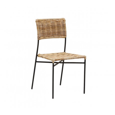 Rattan chair with metal feet, natural design, comfortable and modern for elegant interior