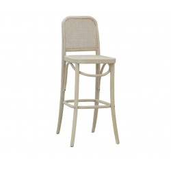 Bar stool in wood and cane