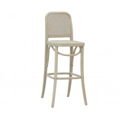 Wooden bar stool and cannage with backrest