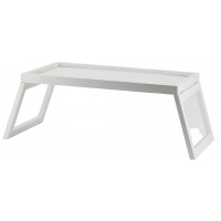 Dining tray with folding legs in aged white wood