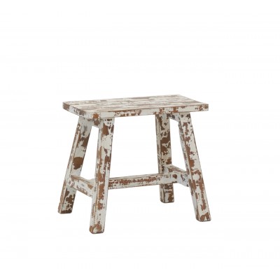 Aged White Wooden Stool, Chic Rustic Deco og charmerende landskab