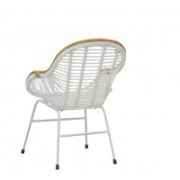 White synthetic rattan armchair