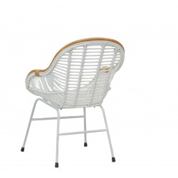 White synthetic rattan armchair
