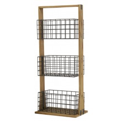 Scaffale per legno 3 Armadietti con cestini in metallo, cucina pratico cucina, bagno, negozio