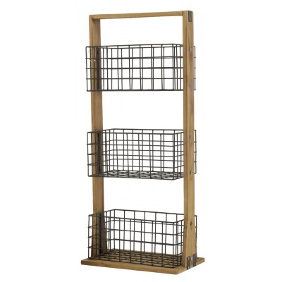 Scaffale per legno 3 Armadietti con cestini in metallo, cucina pratico cucina, bagno, negozio