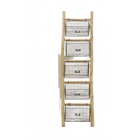 Wooden ladder shelf 5 metal lockers