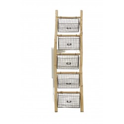Houten ladderplank 5 metalen lockers