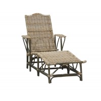 Vintage Grey Rattan Lounge Chair, Elegant og Komfortabel Soling Transat Outdoor