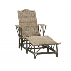Vintage Grey Rattan Lounge stol, elegant og komfortabel solbadning Transat udendørs