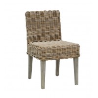 Gray poelet chair with wooden legs