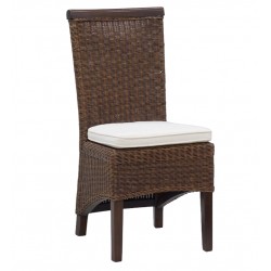 Brun tonet rattan marrow stol med pude