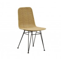 Rattan Inderstol med metalfødder Design, Naturlig komfort og moderne stil til kontor eller lounge