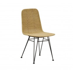 Rattan Innenstuhl mit Metallfüße Design, Naturkomfort und modernem Stil für Büro oder Lounge