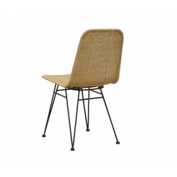 Cadeira interna de Rattan com design de pés de metal, conforto natural e estilo moderno para escritório ou sala de estar