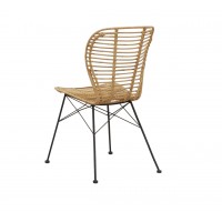 Rattan indvendig stol med metal fødder moderne design, komfort, elegance og holdbarhed